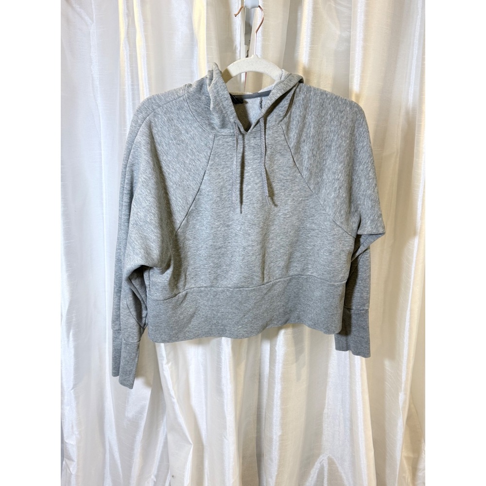 Nike Cropped Hoodie‎ Women S Gray Excellent Dri-FIT Raglan Pullover Sweatshirt